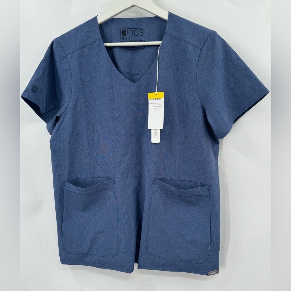 Figs FION Lekei Utility Scrub Top Big Sky Blue Size Medium